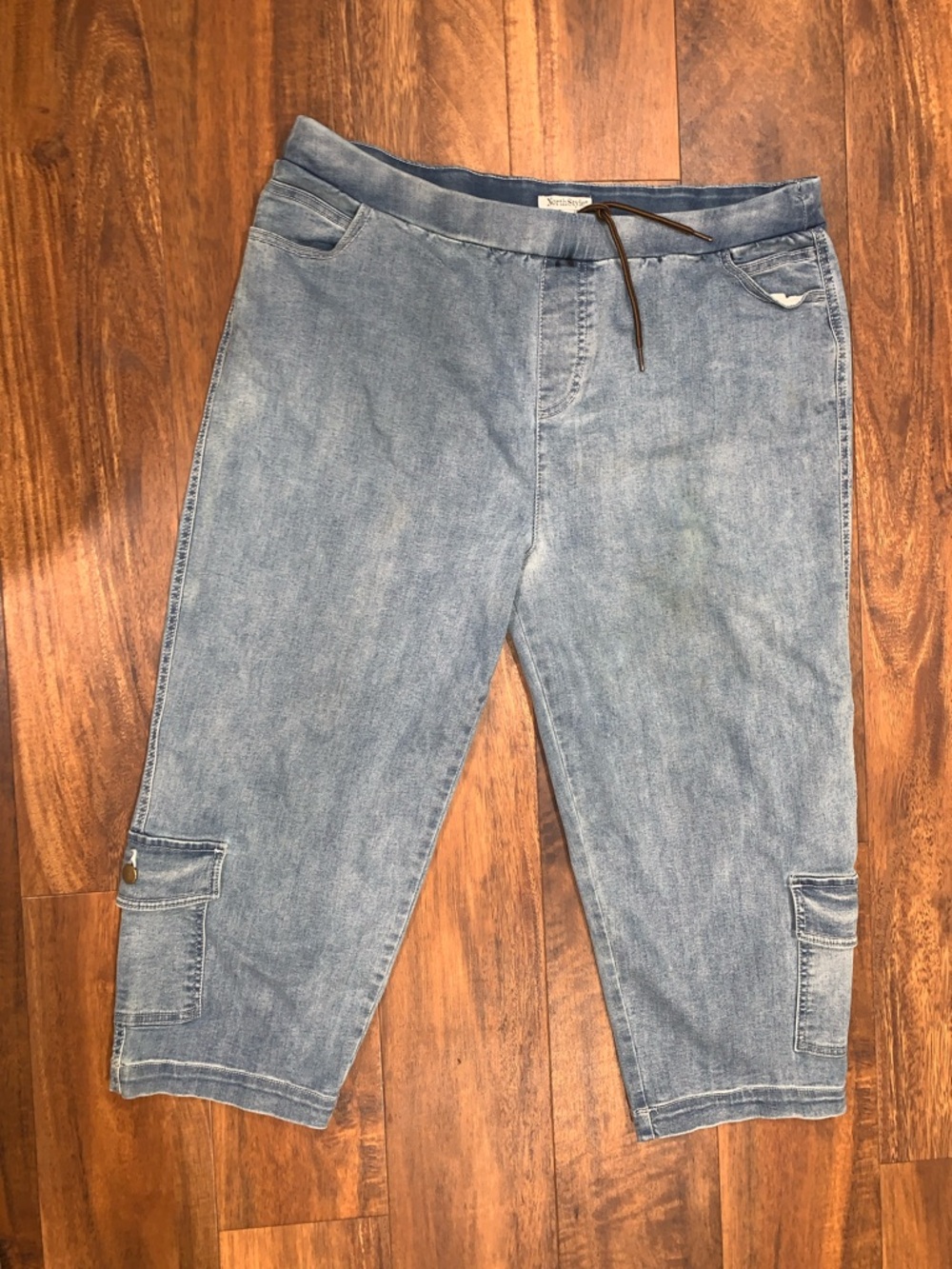 NorthStyle Light Blue Trendy Cargo Barrel Y2K Pants with Drawstring size XL 152